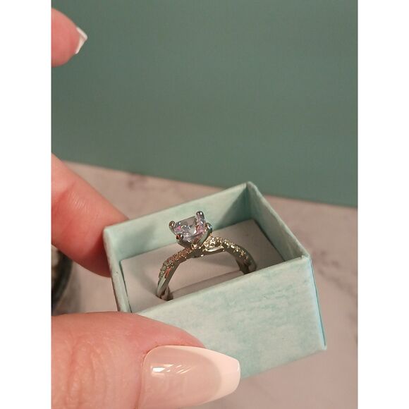 18K White Gold Plated Princess-Cut Moissanite Twisted Vine Ring – High Sparkle - Picture 6 of 12